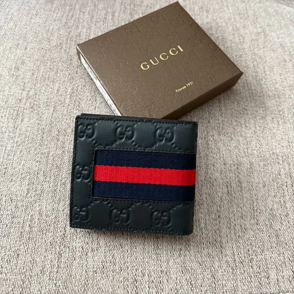 New Gucci Blue Bifold with WEB